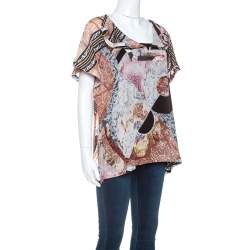 Pre Owned Just Cavalli Multicolor Printed Silk Top M