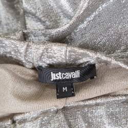 Pre Owned Just Cavalli Metallic Patched Stretch Knit Leggings M