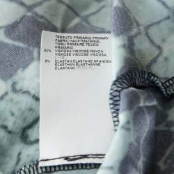 Pre Owned Just Cavalli Blue Snake Print Stretch Knit Long Sleeve Dress L