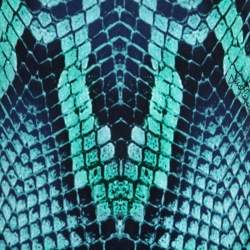 Pre Owned Just Cavalli Blue Snake Print Stretch Knit Long Sleeve Dress L