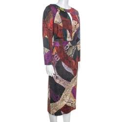 Pre Owned Just Cavalli Multicolor Snakeskin Print Pencil Dress L