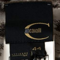 Pre Owned Just Cavalli Beige Leopard Print Silk Lurex Jacquard Detail Blouse M