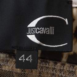 Pre Owned Just Cavalli Brown Leopard Print Mesh Insert Short Dress M