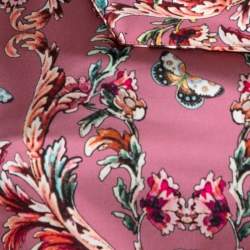Pre Owned Just Cavalli Pink Baroque Print Satin Sheath Dress M