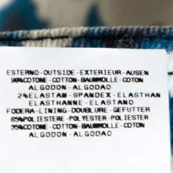 Pre Owned Just Cavalli Grey & Blue Abstract Print Denim Maxi Skirt L