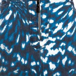 Pre Owned Just Cavalli Grey & Blue Abstract Print Denim Maxi Skirt L