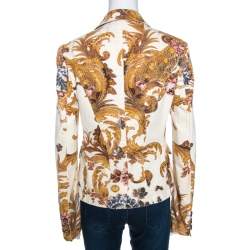 Just Cavalli Cream Floral Print Cotton Jacket M