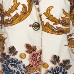 Just Cavalli Cream Floral Print Cotton Jacket M
