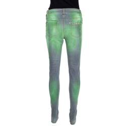 Pre Owned Just Cavalli Grey & Green Medium Wash Denim Jeans M