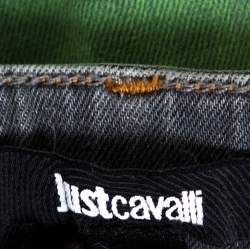 Pre Owned Just Cavalli Grey & Green Medium Wash Denim Jeans M
