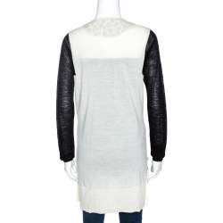 Pre Owned Just Cavalli Bicolor Wool Knit Button Front Cardigan M