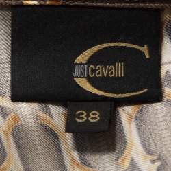 Pre Owned Just Cavalli Brown Abstract Printed Silk Shirt S