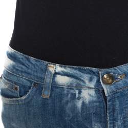 Just Cavalli Blue Acid Washed & Distressed Denim Straight Fit Jeans S