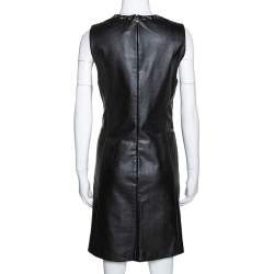 Pre Owned Just Cavalli Black Faux Leather Embellished Neck Dress L