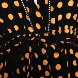 Pre Owned Just Cavalli Black & Yellow Polka Dot Print Silk V Neck Blouse S