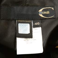 Just Cavalli Black Striped Cotton Ramie Blend Single Buttoned Blazer L