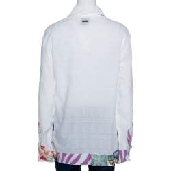 Pre Owned توب جست كافالي قطن أبيض بحواف مطبوعة مقاس متوسط - ميديوم