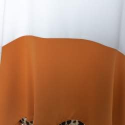 Pre Owned Just Cavalli White & Tan Colorblock Crepe Leopard Printed Trim Oversized Dress S 