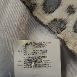 Pre Owned Just Cavalli White & Tan Colorblock Crepe Leopard Printed Trim Oversized Dress S 