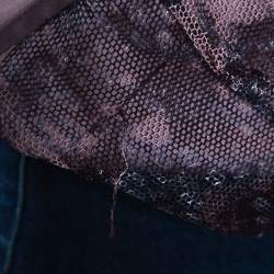 Pre Owned Just Cavalli Mauve Satin Gathered Mesh Detail Halter Blouse M