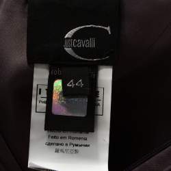 Pre Owned Just Cavalli Mauve Satin Gathered Mesh Detail Halter Blouse M