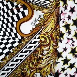 Pre Owned Just Cavalli White Printed Stretch Jersey Asymmetrical Dress S