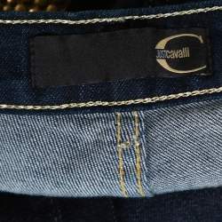 Pre Owned Just Cavalli Navy Blue Denim Embellished Pocket Detail Jeans S