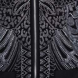 Pre Owned Just Cavalli Black Crepe Embellished Bomber Jacket M