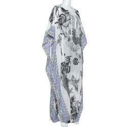 Pre Owned Just Cavalli White Printed Cotton Embellished Oversized Cover Up S