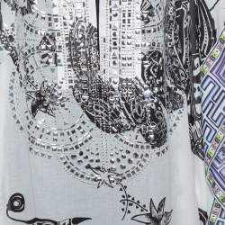 Pre Owned Just Cavalli White Printed Cotton Embellished Oversized Cover Up S