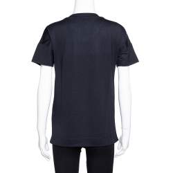 Pre Owned Just Cavalli Black Modal Mesh Logo Embellished T-Shirt XS