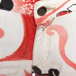 Pre Owned Just Cavalli Red Floral Print Cotton Flared Jeans M