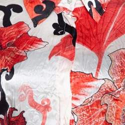 Pre Owned بلوزة جاست كافالي ساتان حرير طباعة لامعة زهور حمراء M