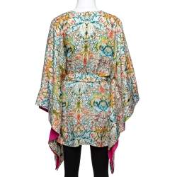 Pre Owned توب قفطان جاست كافالي حزام طباعة زهور متعدد الألوان S