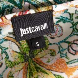 Pre Owned توب قفطان جاست كافالي حزام طباعة زهور متعدد الألوان S