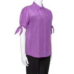 Pre Owned Just Cavalli Purple Cotton & Silk Button Front Blouse L