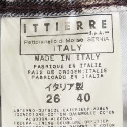 Pre Owned Just Cavalli Brown/Green Animal Print Light Wash Flared Bottom Jeans S