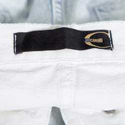 Just Cavalli White Ombre Distressed Flared Bottom Jeans M