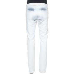 Just Cavalli White Ombre Distressed Flared Bottom Jeans M