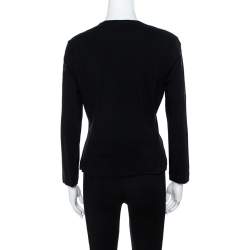 Pre Owned Just Cavalli Black Crystal Embellished Long Sleeve Top L