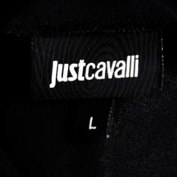 Pre Owned Just Cavalli Black Crystal Embellished Long Sleeve Top L