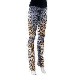 Pre Owned Just Cavalli Animal Print Cotton Flared Leg Trouser S