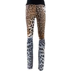 Pre Owned Just Cavalli Animal Print Cotton Flared Leg Trouser S