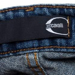 Just Cavalli Light Wash Denim Lace Trim Detail Straight Fit Jeans S