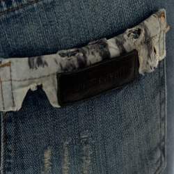 Just Cavalli Light Wash Denim Lace Trim Detail Straight Fit Jeans S