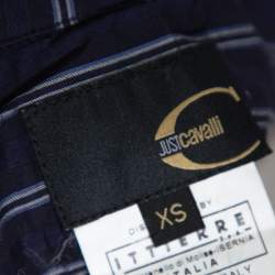 Just Cavalli Navy Blue Cotton Contrast Detail Button Front Shirt XS