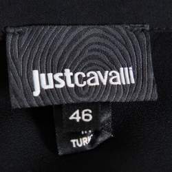 Pre Owned Just Cavalli Black Crepe Ruffle Detail Button Front Shirt L