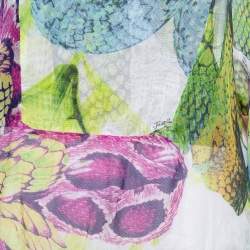 Pre Owned Just Cavalli White Sheer Butterfly Print Oversized Top S
