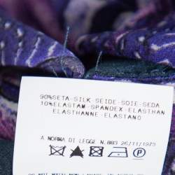 Pre Owned Just Cavalli Navy Blue Abstract Printed Silk Top & Satin Maxi Skirt M