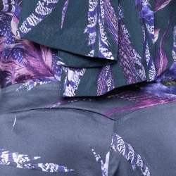 Pre Owned Just Cavalli Navy Blue Abstract Printed Silk Top & Satin Maxi Skirt M